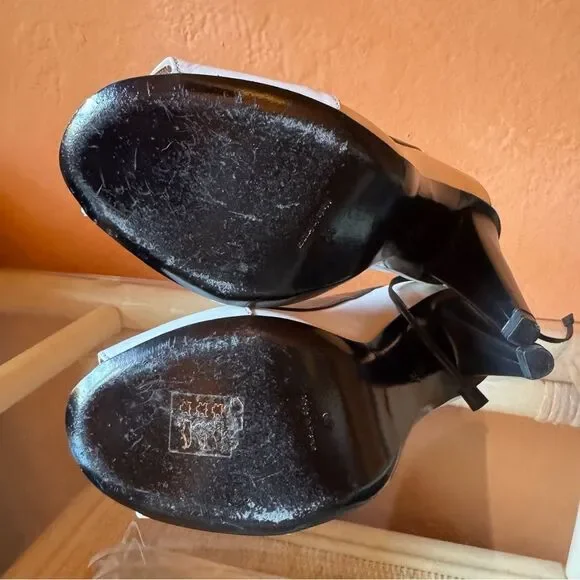 Roland Mouret Two-Tone Leather Slingback Heels Open Toe Size 37 - Picture 7 of 8